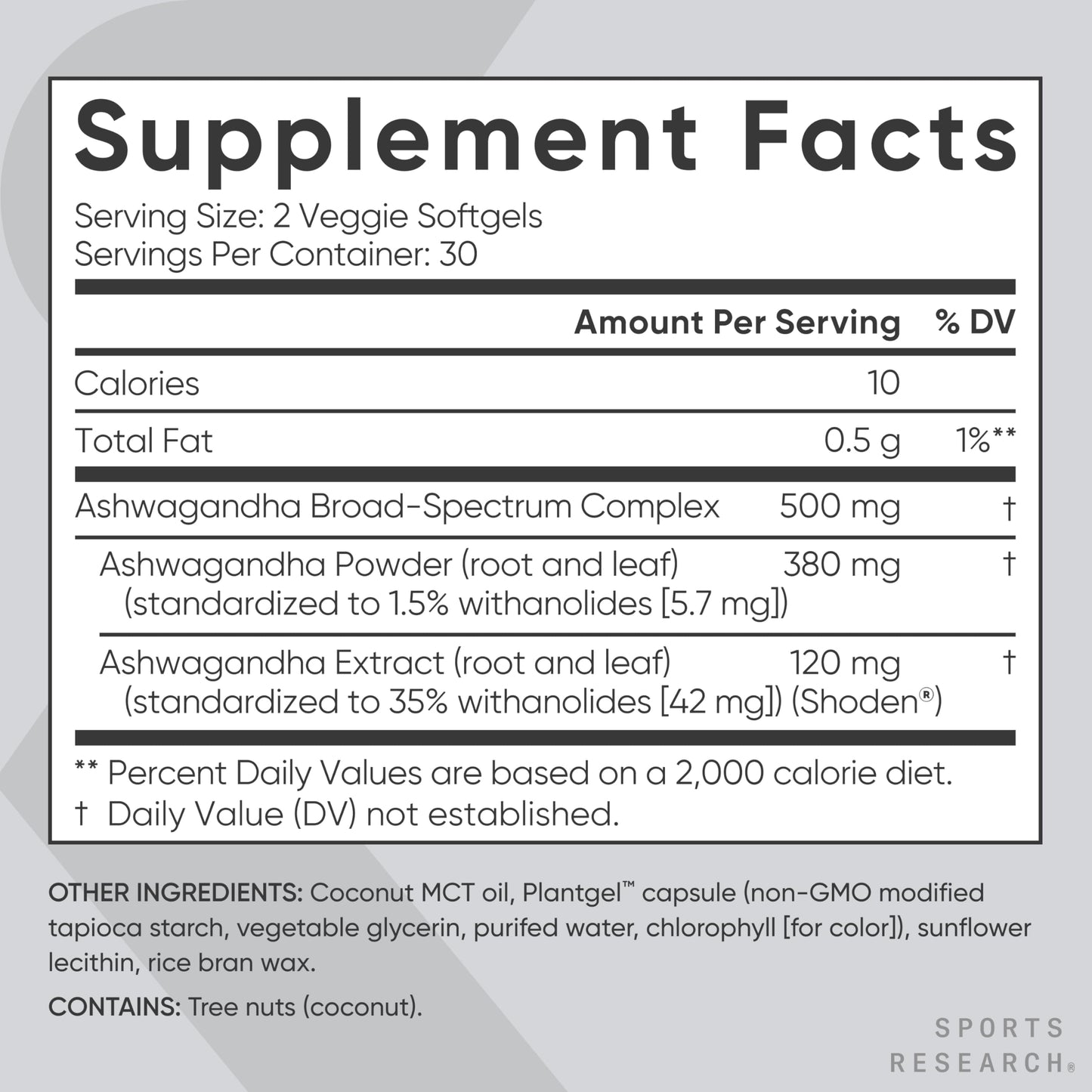 Sports Research® Ashwagandha Softgels with Coconut MCT Oil - Natural Adaptogen Sports ResearchBuy Supplements Australia