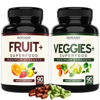 Fruit and Veggies Supplement (180 Capsules) Superfood Fruits and Vegetables Supplements for Adults - Premium Super Food for Energy and Immune Support - Veggies Capsules - Non-GMO & Vegan - USA Made DORADO NUTRITIONBuy Supplements Australia