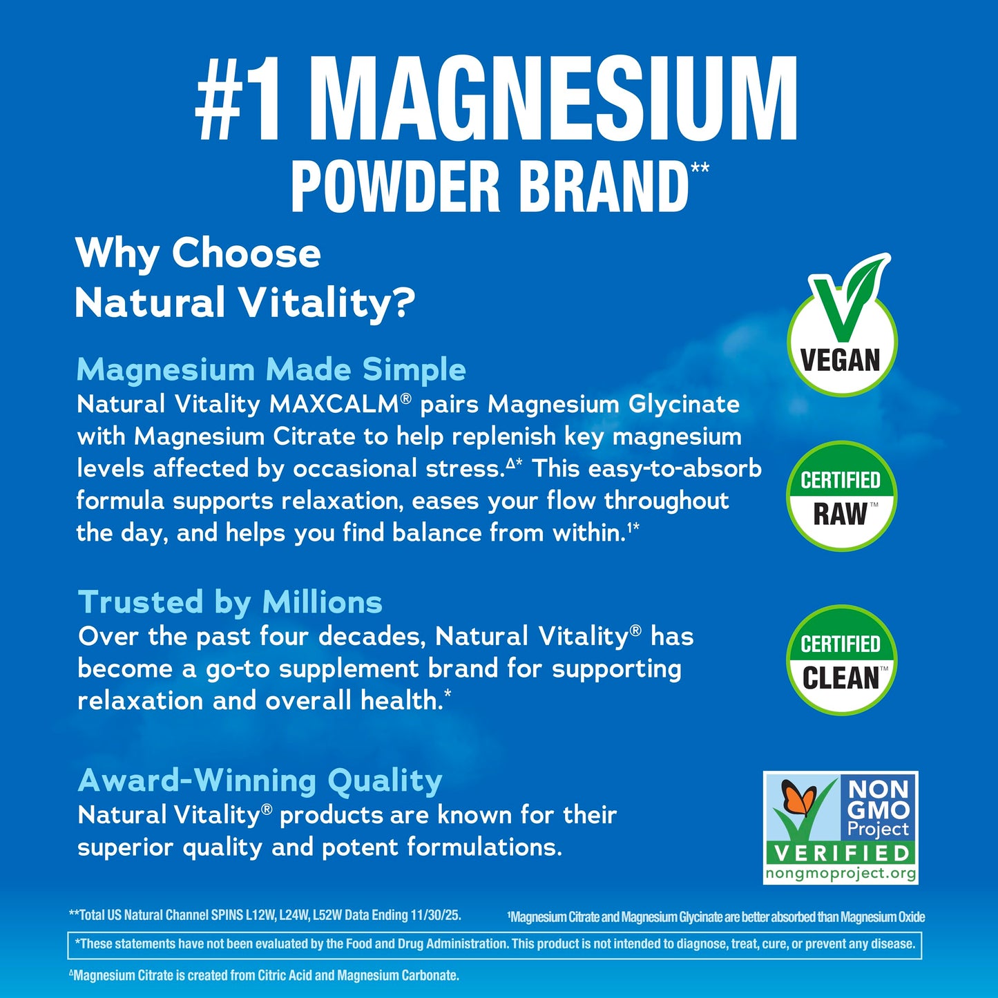 Natural Vitality Calm, Magnesium Supplement, Anti-Stress Drink Mix Powder, Gluten Free, Vegan, & Non-GMO, Original Unflavored, 16 oz