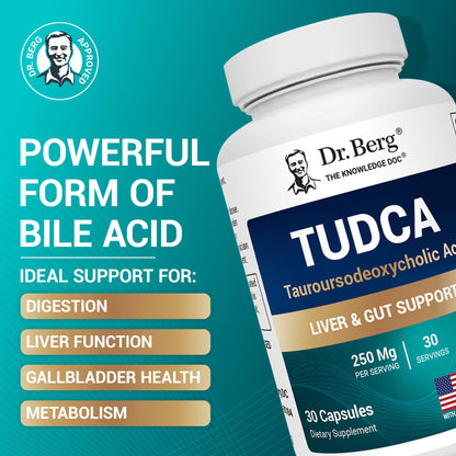 Dr. Berg TUDCA Supplement (Tauroursodeoxycholic Acid) - Powerful Formula for Liver Health, Bile Flow, Gallbladder Support