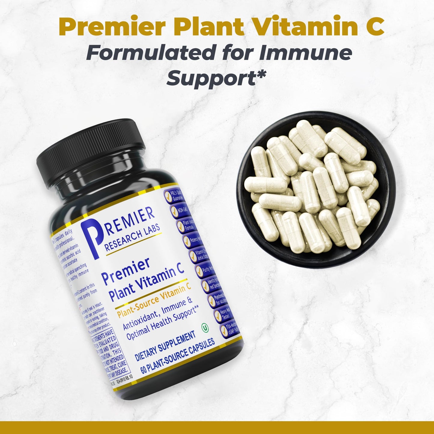 Premier Research Labs Vitamin C Supplement - Natural Vitamin C, Whole Food Vitamin C, Essential C Complex, Pure with Bioflavonoids & Organic Ingredients - 60 Vegetarian Capsules Premier Research LabsBuy Supplements Australia