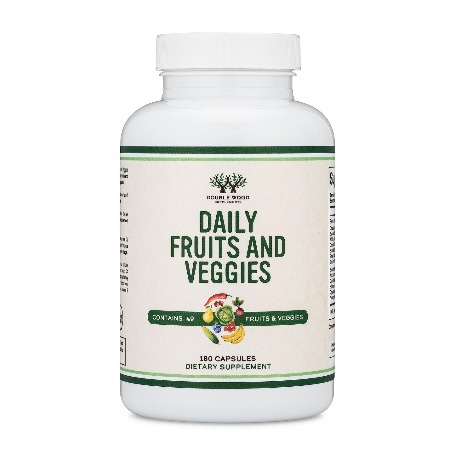 Fruits and Veggies Supplement (Daily Blend of 49 Different Fruits and Vegetables, 23 Veggies and 29 Fruits) 1,500mg Servings, 180 Capsules (No Fillers, Vegan Safe, Non-GMO) by Double Wood Double Wood SupplementsBuy Supplements Australia