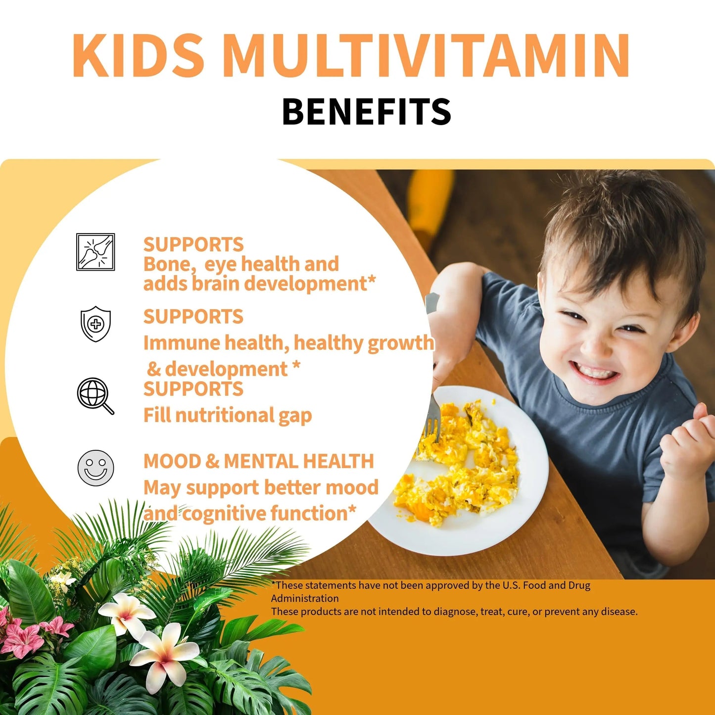 MonesAli Kids Multivitamin Gummies with Iron & Probiotics – Vegan, Gelatin-Free, Halal, Orange & Strawberry Flavors, 90 Count MonesAli