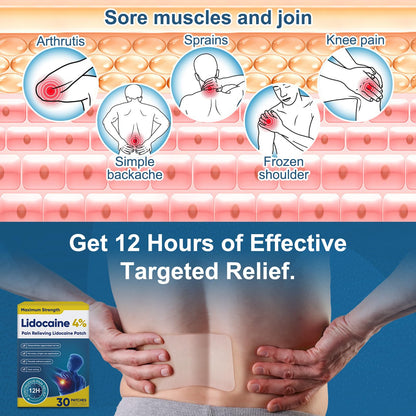 Teemofe 4% Lidocaine Pain Relief Patches – Maximum OTC Strength, Fast-Acting Targeted Relief, 30 Count, for Muscle & Joint Discomfort-01029-10 TeemofeBuy Supplements Australia