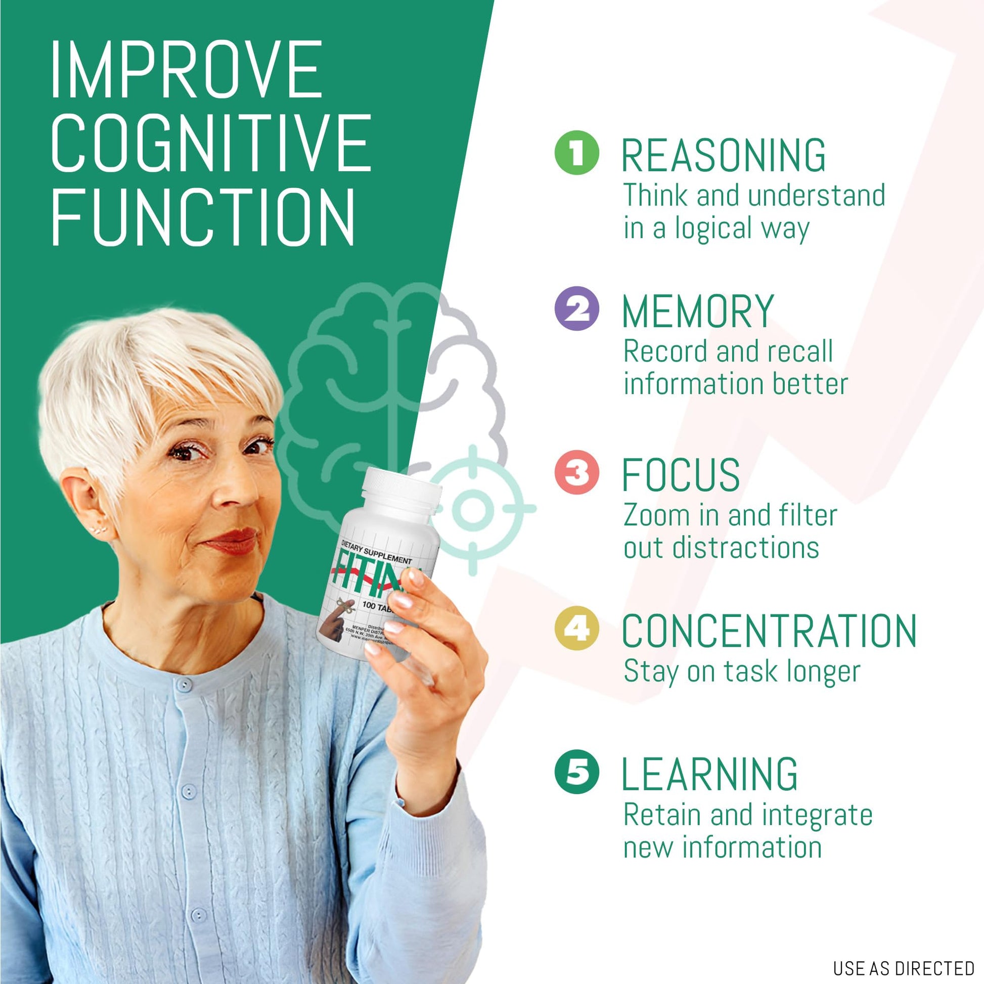 Fitina Brain Supplements for Memory and Focus with Vitamin B6 & Thiamine | High-Dose B Vitamins Nervous System and Cognitive Health Support, Daily Supplement Formula for Adults, 60 Tablets (2-Pack) FitinaBuy Supplements Australia