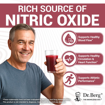 Dr. Berg Raw Organic Beet Powder from Real Earth-Grown Beets – USDA Certified Organic Beet Root Powder to Support Nitric Oxide Levels, Energy