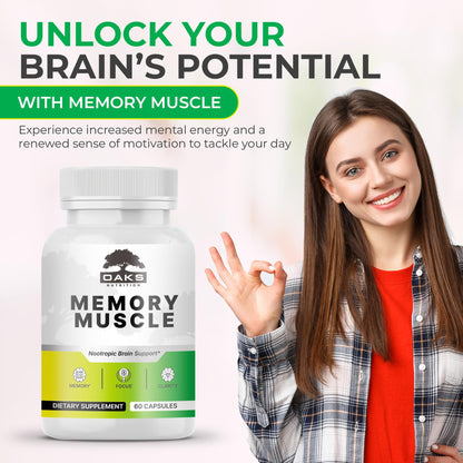 Memory Muscle – Advanced Nootropic Brain Supplement with Vitamin B12, Bacopa Monnieri & DMAE for Focus, Memory, Mental Clarity & Clean Energy – Premium Cognitive Support Formula Oaks NutritionBuy Supplements Australia