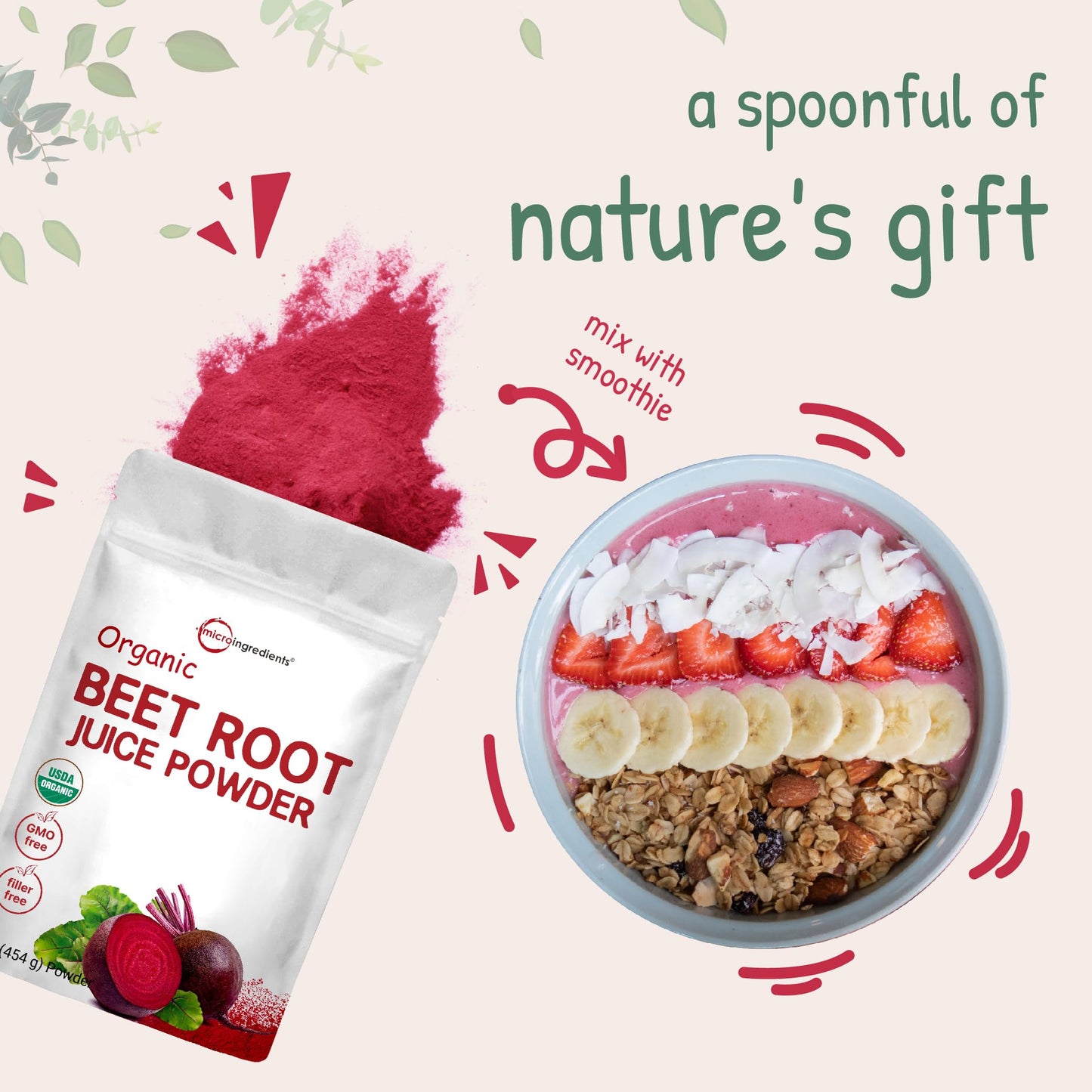 Micro Ingredients Organic Beet Root Powder, 1 Pound, Cold Pressed and Water Soluble Micro IngredientsBuy Supplements Australia