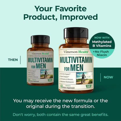 Methylated Multivitamin for Men with Bioavailable Vitamins, Chelated Minerals, Vitamin D, B12, C, A & Zinc for Energy, Focus and Immune Health Vimerson HealthBuy Supplements Australia