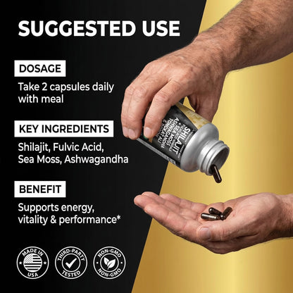 Clean Nutraceuticals Shilajit Supplement for Men with Sea Moss, Tongkat Ali, Ashwagandha, Boron, Zinc, CoQ10, PQQ - Fulvic Acid Capsules - Energy Support - 90 Count - Resin, Gummy & Powder Alternative Clean NutraceuticalsBuy Supplements Australia