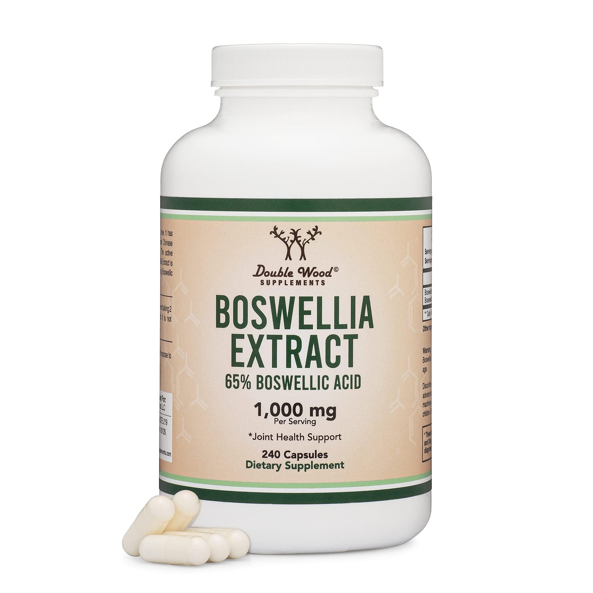 Boswellia Serrata - 240 Capsules (Max Strength 1,000mg of 65% Boswellic Acid Extract) Boswellia Extract Capsules (Joint Support Supplement for Joint Health) Third Party Tested by Double Wood Double Wood SupplementsBuy Supplements Australia