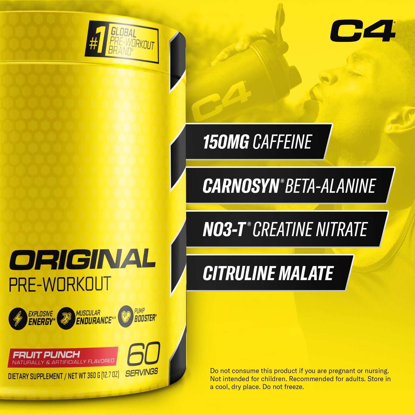C4 Original Pre Workout Powder Fruit Punch - Vitamin C for Immune Support - Sugar Free CellucorBuy Supplements Australia