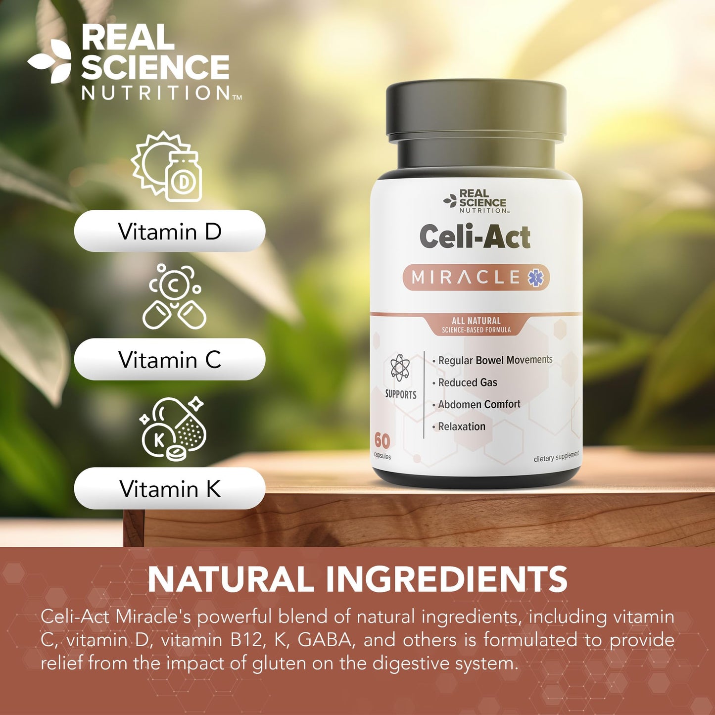 Real Science Nutrition Celi-Act Miracle is a Natural Supplement to Support Celiac Discomfort and Digestive Health Real Science NutritionBuy Supplements Australia
