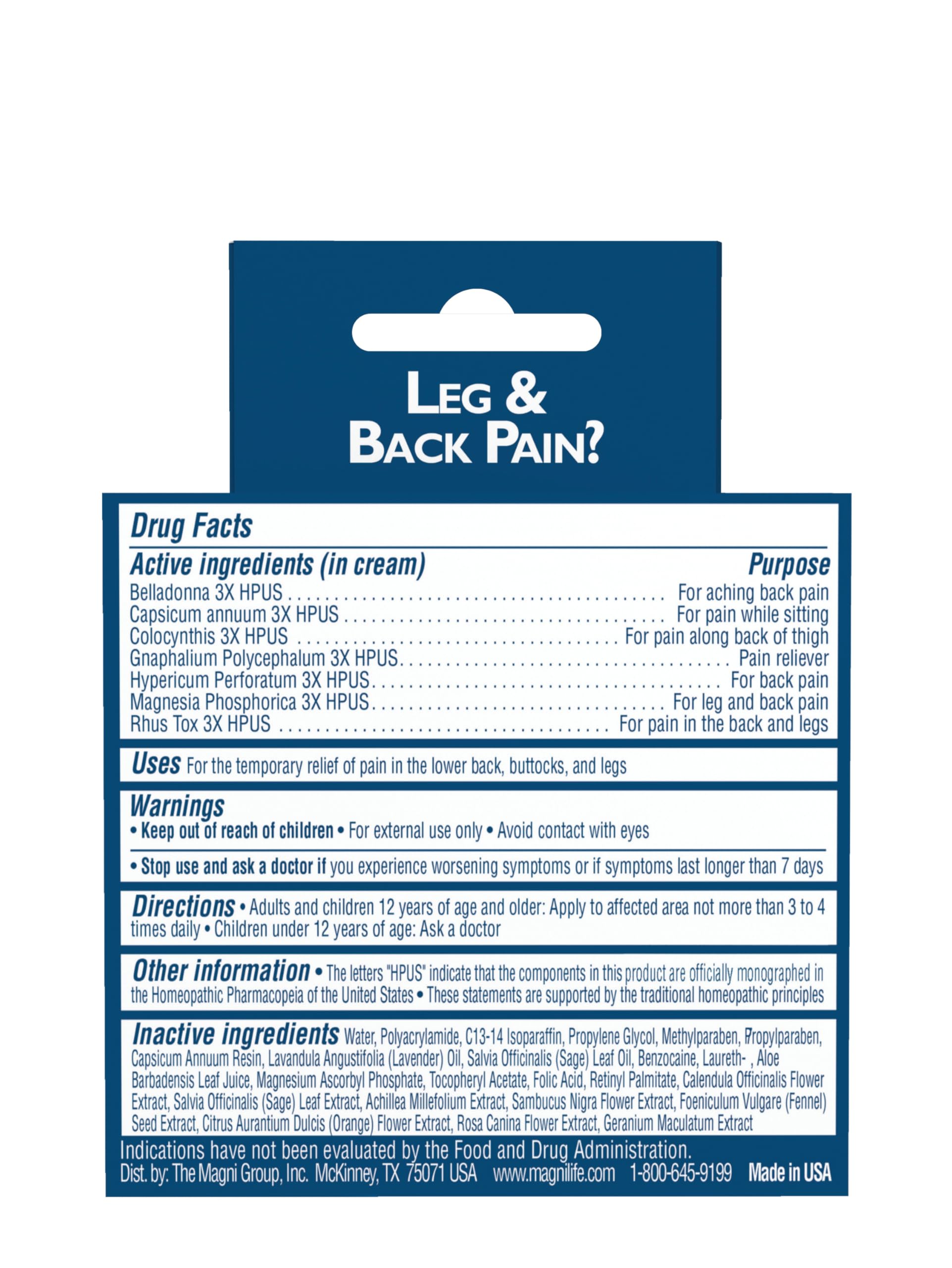 MagniLife Leg & Back Pain Relief Cream (4 oz), Topical Support for Leg Pain & Lower Back Discomfort, Fast Absorbing, No Residue, Mild Scent, Massage-in Formula MagniLifeBuy Supplements Australia