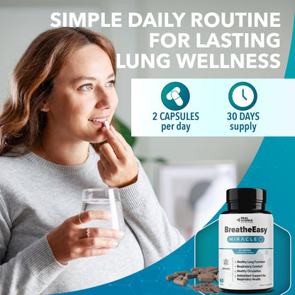 Real Science Nutrition BreatheEasy Lung Support Supplement for Lung Health & Respiratory Wellness – Lung Cleanse Formula with Vinitrox, GABA for Circulation Support - Made in USA - 60 Capsules Real Science NutritionBuy Supplements Australia
