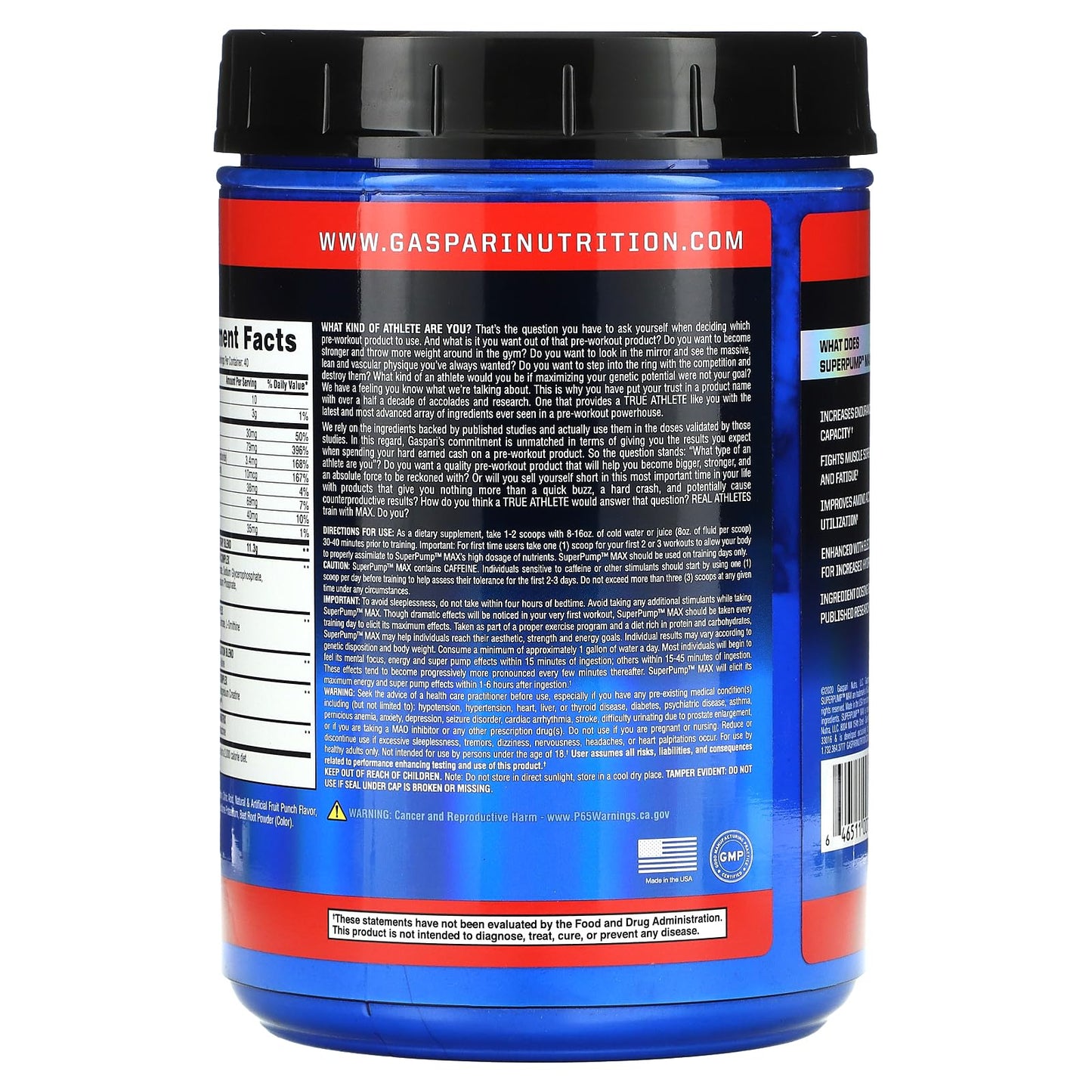 Gaspari Nutrition - SuperPump MAX - The Ultimate Pre Workout Powder, Sustained Energy Gaspari NutritionBuy Supplements Australia
