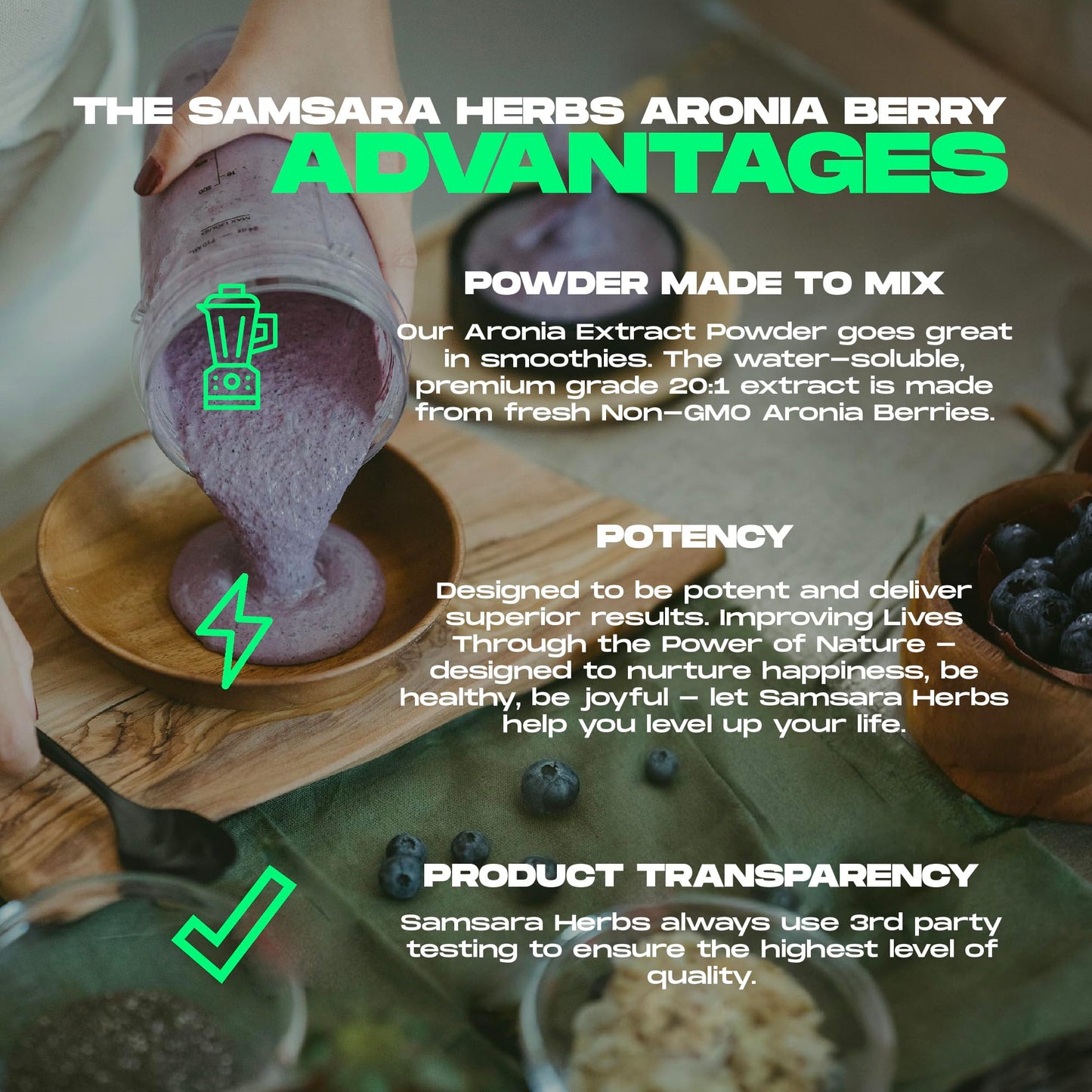 Samsara Herbs Aronia Berry 20:1 Extract Powder (16oz/454g) - Antioxidant, Flavonoids and Polyphenols Supplement - High ORAC - Native American Berry - Improved Wellbeing Samsara HerbsBuy Supplements Australia