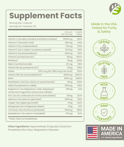 BariSlim Once Daily Bariatric Multivitamin Capsule - Iron-Free Formula - Bariatric Vitamin and Supplement for Post Surgery BariSlim
