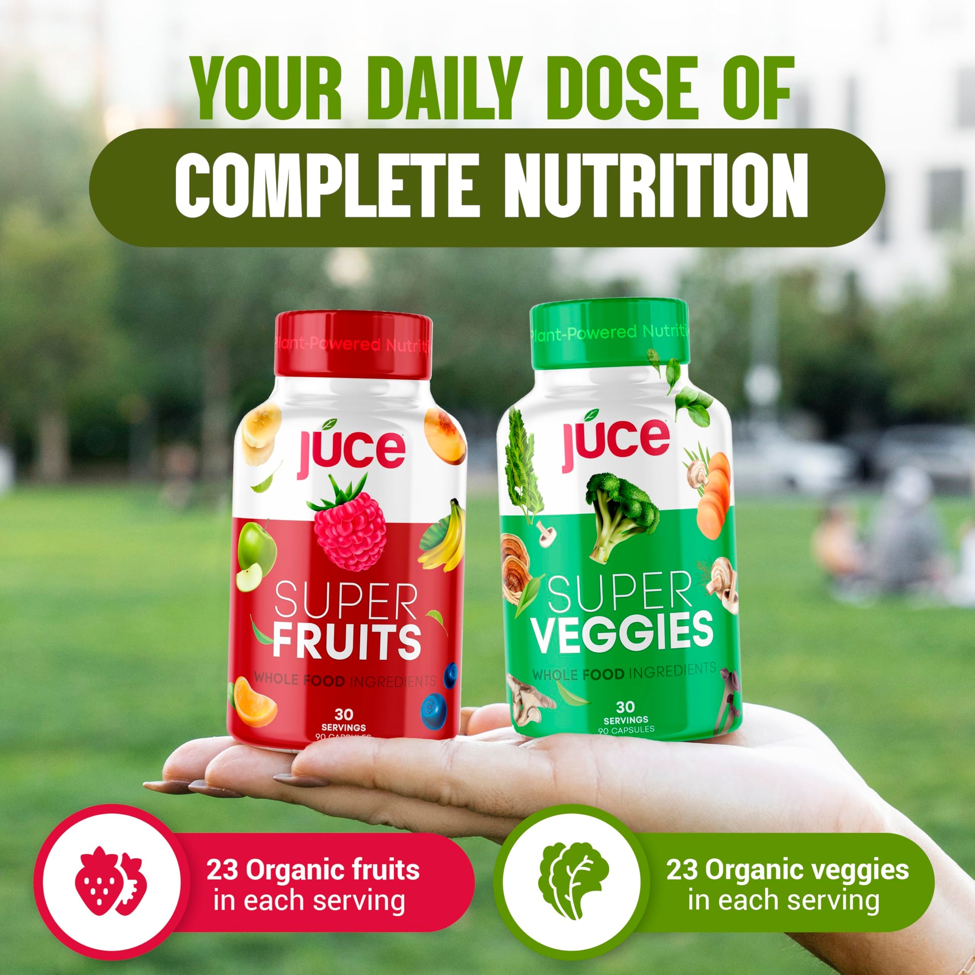 Juce Original Formula - Organic Super Fruit & Veggies Supplement - Gluten/Gelatin Free, Soy Free & Vegan- Reds & Greens Superfood Capsules- 23 Fruits & 23 Vegetables (180 Count)- By Terra Kai Organics Terra Kai OrganicsBuy Supplements Australia