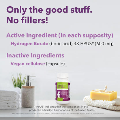 Boric Acid Suppositories - Helps Fight Against BV, Yeast Infections - Manages Odor - Promote pH Balance Intimate RoseBuy Supplements Australia