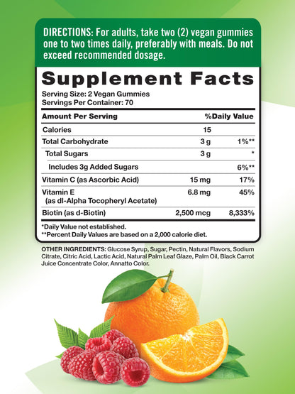 Nature's Truth Hair Skin and Nails Gummies | 80 Count | 2500mcg of Biotin | Vegan, Non-GMO, Gluten Free Supplement