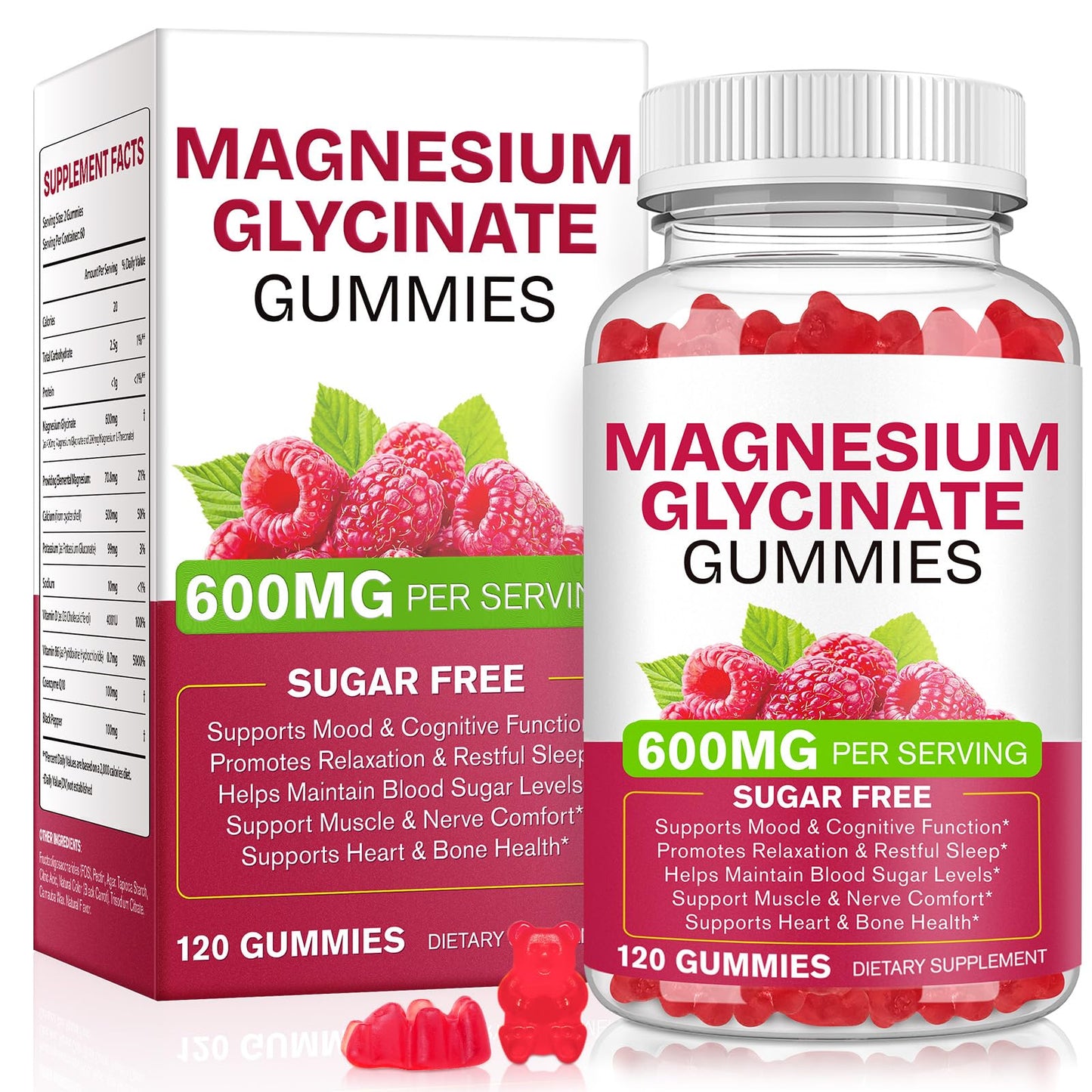 Magnesium Glycinate Gummies 600mg 120 Count - Sugar Free Magnesium Supplement - Supports for Sleep, Memory, Mood, Muscle, Relaxation, Heart & Bone Health BOIUOITIBuy Supplements Australia