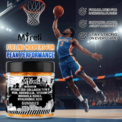 MYRELI Hydrolyzed Collagen Type II 500mg, MSM 700mg, Boswellia 200mg, Vitamin C 400mg, Rhodiola 100mg, Hyaluronic Acid 100mg, Joint Mobility, Flexibility, Basketball Athletes, Vegan, Non GMO, 60 Gummy MYRELIBuy Supplements Australia