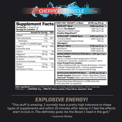 PMD Sports Ultra Pump Fuel Insanity - Pre Workout - Cherry Bombsicle (30 Servings) Sports Omega Cuts Elite Thermogenic Fat Burner (90 Softgels)