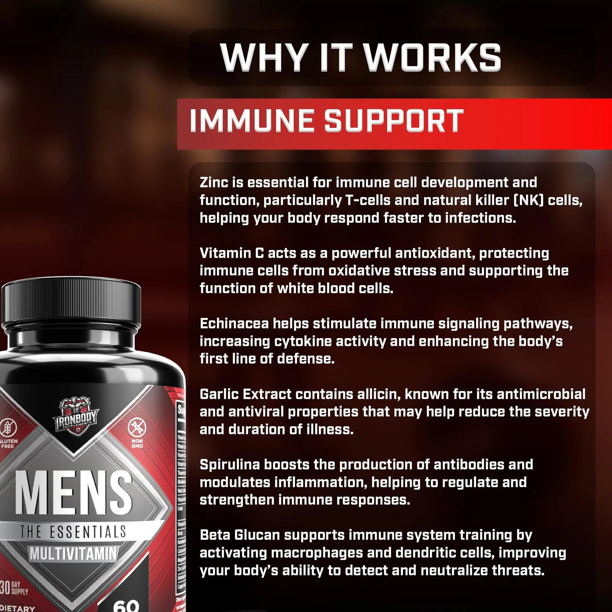 IronBody Supplements, Multivitamin for Men, Vitamins A, B, C, D, E, Zinc. Immune Support, Antioxidant Fruit and Energy Blend. 60 Capsules IronBody SupplementsBuy Supplements Australia