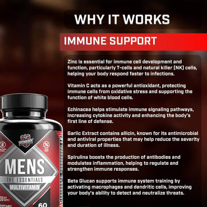 IronBody Supplements, Multivitamin for Men, Vitamins A, B, C, D, E, Zinc. Immune Support, Antioxidant Fruit and Energy Blend. 60 Capsules IronBody SupplementsBuy Supplements Australia