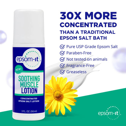 EPSOM-IT Soothing Muscle Lotion - Roll On Epsom Salt Lotion with Arnica for Muscle Stiffness, Leg, Knees and Feet Discomfort, Topical Magnesium Cream, 3oz, 2-Pack EPSOM-ITBuy Supplements Australia