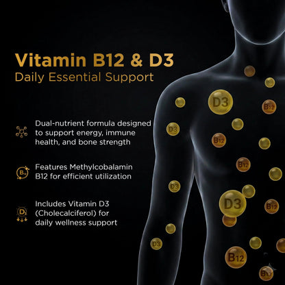 Nutri Apex Vitamin B12 & D3 Sublingual Tablets - 2500 mcg B12 & 125 mcg (5000 IU) D3 - Highly Bioavailable for Energy, Mood & Bone Health - Lab-Tested Nutri ApexBuy Supplements Australia