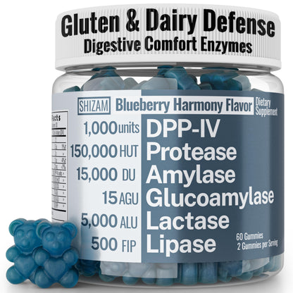 Gluten & Lactase Digestive Enzyme Gummies – Lactase Pancreatic Enzymes with DPP‑IV Lipase Gluco‑Amylase Lactase, Drops Chewables Capsules Pills Powder Supplement Alt, Pancreatic Support, for Kids SHIZAMBuy Supplements Australia