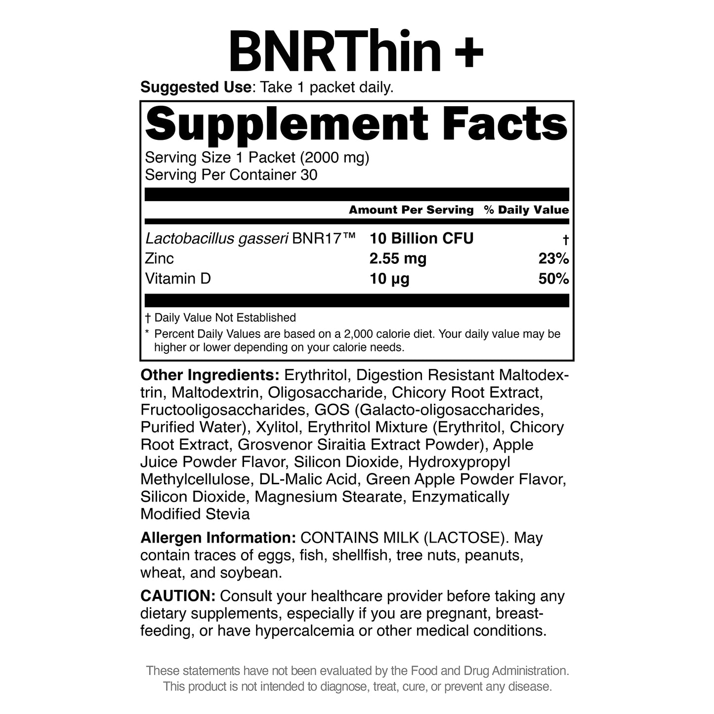 BNRThin Plus, Weight Management Probiotic Powder, 10 Billion CFU Guaranteed, Lactobacil AceBiomeBuy Supplements Australia