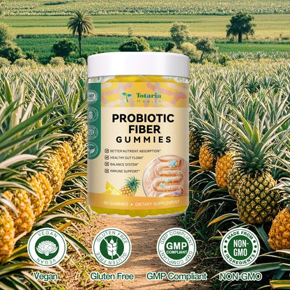 9-in-1 Probiotic Prebiotic Fiber Gummies for Adults & Teens, Fiber Supplement Pro with 5 Billion CFU Bacillus Coagulans, Psyllium Husk, FOS, Inulin, ACV for Digestion - Maple Wellness Supplements