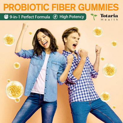 9-in-1 Probiotic Prebiotic Fiber Gummies for Adults & Teens, Fiber Supplement Pro with 5 Billion CFU Bacillus Coagulans, Psyllium Husk, FOS, Inulin, ACV for Digestion - Maple Wellness Supplements