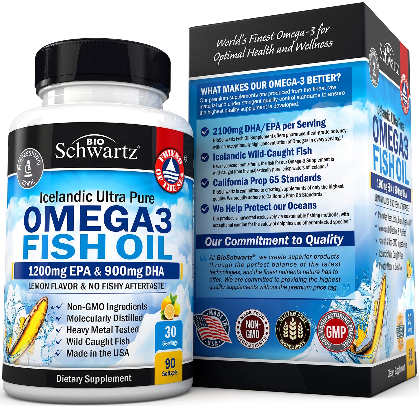 Omega 3 Fish Oil Supplement - 1200mg EPA and 900mg DHA Fatty Acid Per Serving BioSchwartzBuy Supplements Australia