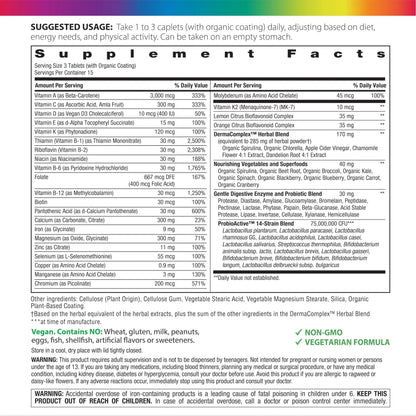 Rainbow Light Teen Multivitamin | 45 Caplets | for Boys and Girls | with DermaComplex, Real Food Nutrients & Iron | Rainbow LightBuy Supplements Australia