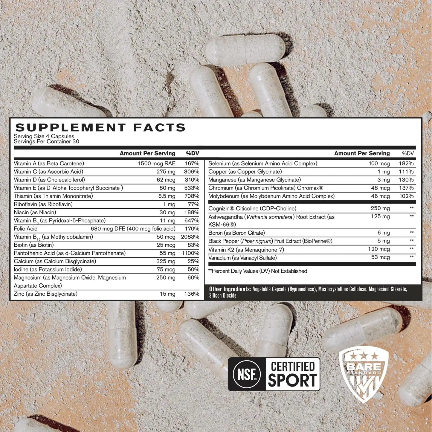 BARE PERFORMANCE NUTRITION BPN Strong Multi-Vitamin 30 Day Supply + Recover Post-Workout Muscle Recovery Drink Mix BARE PERFORMANCE NUTRITION