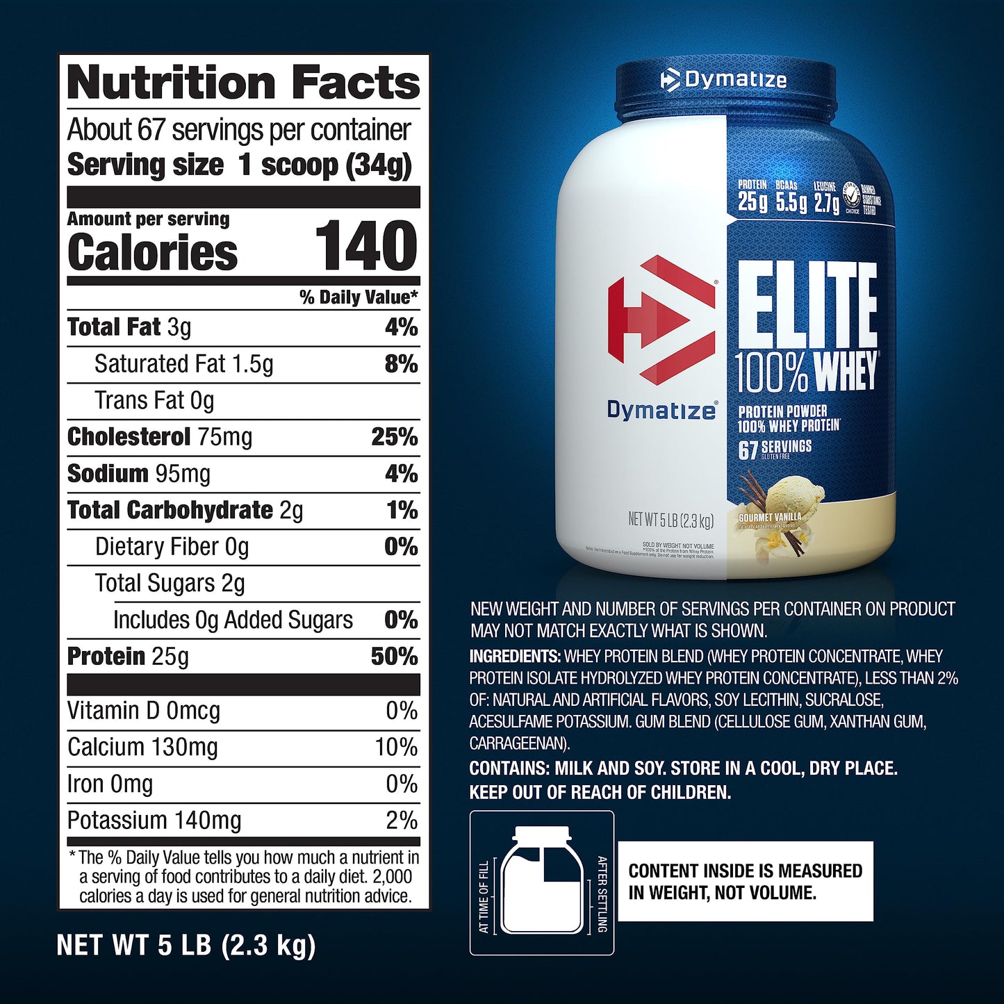 Dymatize Elite 100% Whey Protein Powder, 25g Protein, 5.5g BCAAs & 2.7g L-Leucine DymatizeBuy Supplements Australia