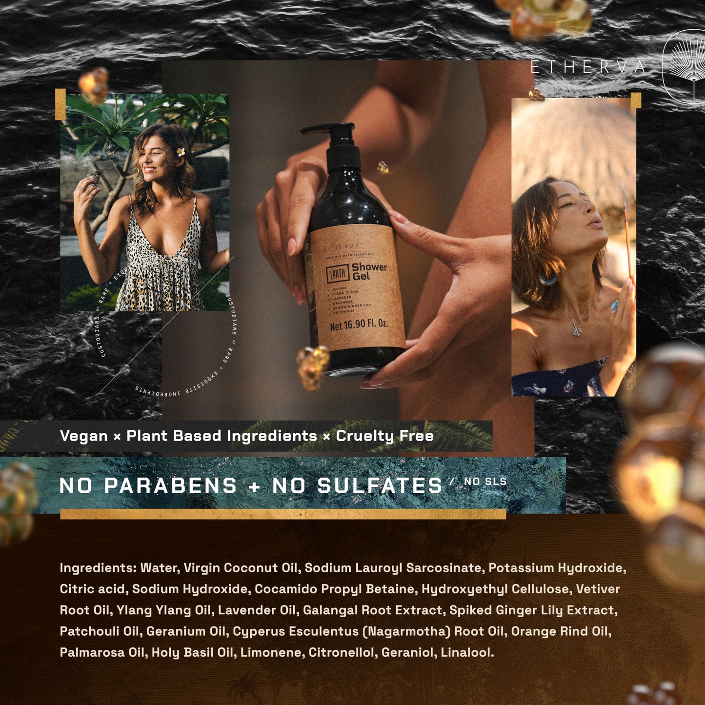 ETHERVA EARTH Body Wash for Men & Women | Patchouli, Vetiver, Incense, Virgin Coconut Oil ETHERVABuy Supplements Australia