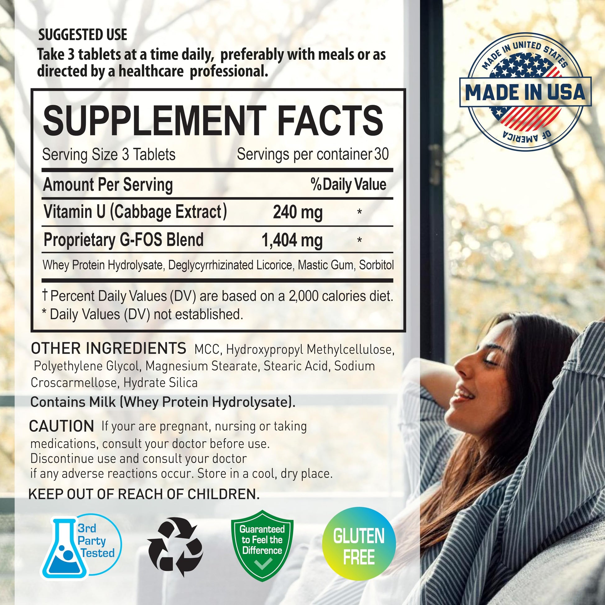 NANOWELL G-FOS Digestive Health Supplement, Vitamin U - 90 Tablets X 2 Bottles for 2 Months (180 Count) NANOWELLBuy Supplements Australia