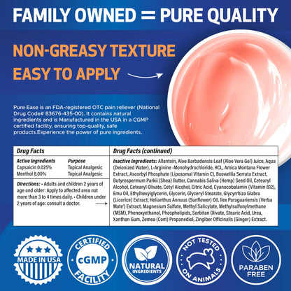 Pure Ease Arthritis Pain Relief Cream for Back 3 in 1 Maximum Instant Relief 2 OZ - Fast-Acting Muscle Pain Cream Extra Strength Joint & Knee - Powerful Formula for Neck Shoulder & Lower Back Pure EaseBuy Supplements Australia