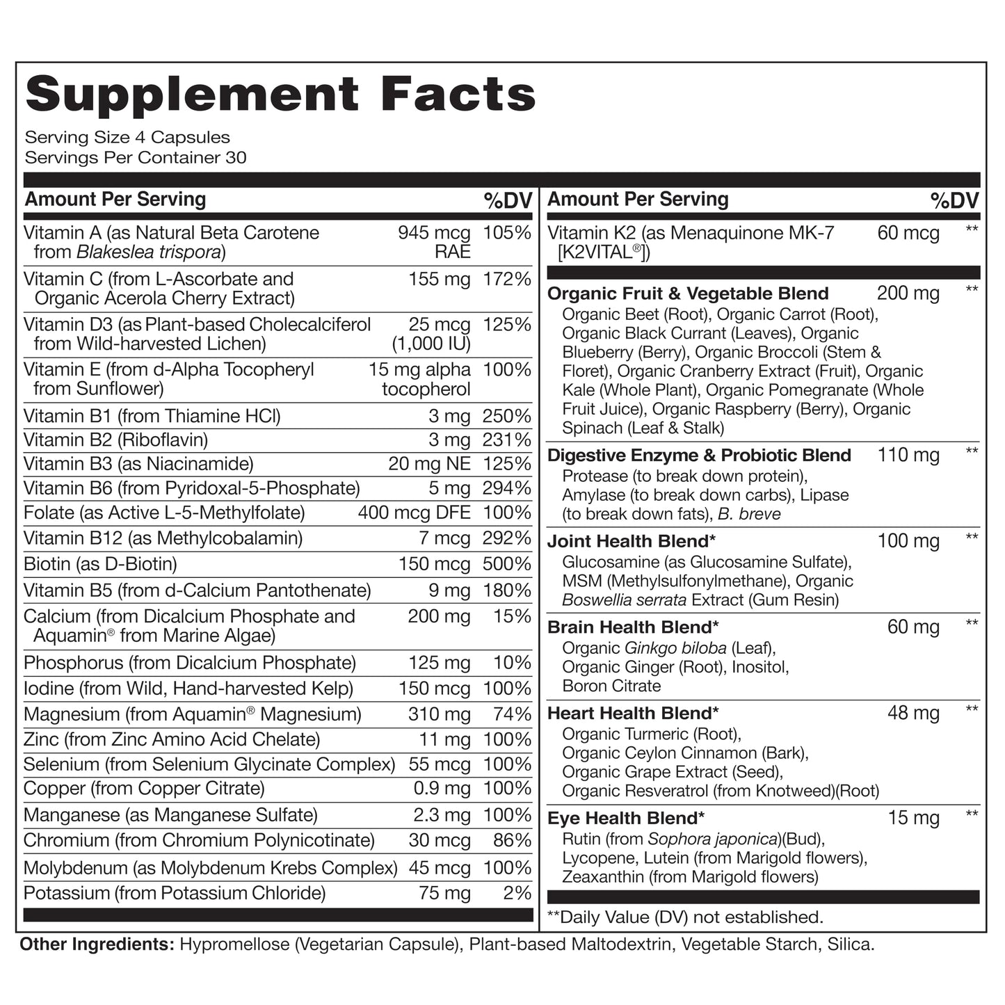 NATURELO Whole Food Multivitamin for Women 50+ (Iron Free) with Vitamins, Minerals, & Organic Extracts - Supplement for Post Menopausal Women Over 50