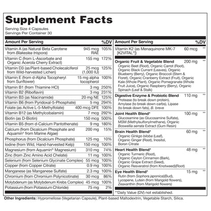 NATURELO Whole Food Multivitamin for Women 50+ (Iron Free) with Vitamins, Minerals, & Organic Extracts - Supplement for Post Menopausal Women Over 50