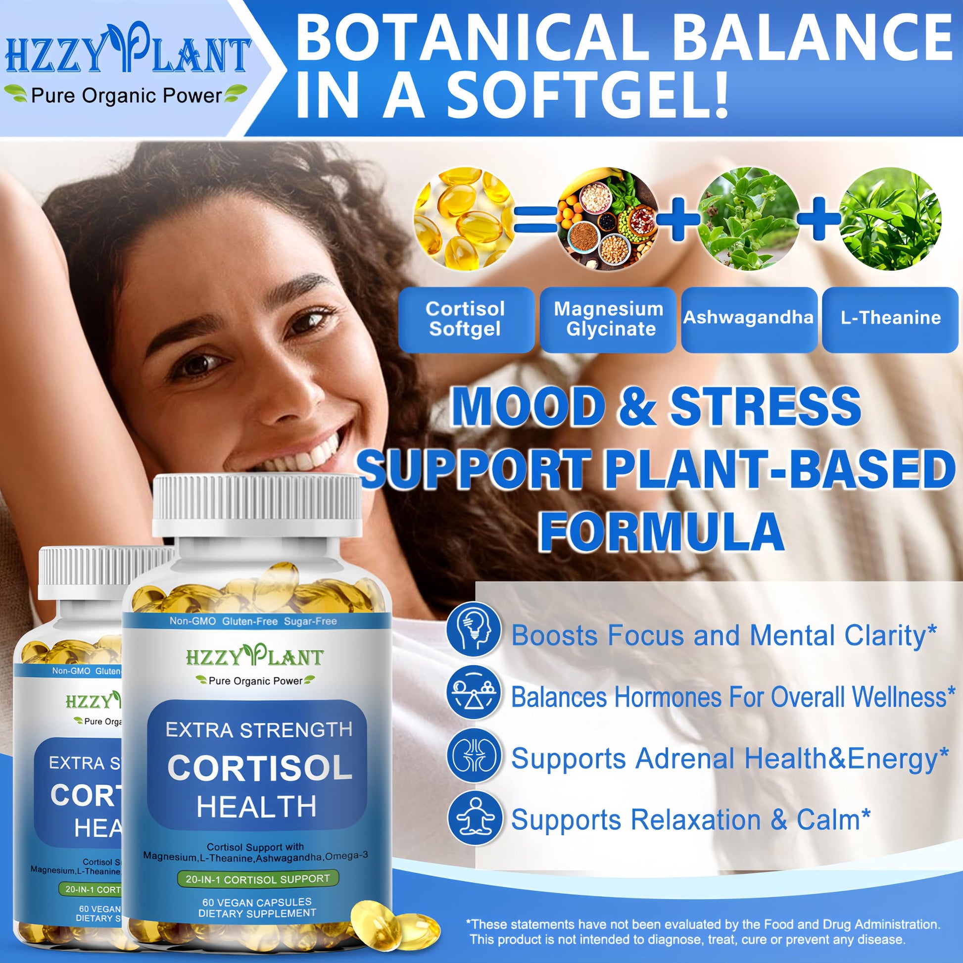 Cortisol Supplements for Women and Men Softgels with Phosphatidylserine Magnesium Ashwagandha L-Theanine,High Absorption Cortisol Detox Capsules for Sleep Relaxation Stress Relief,Non-GMO,60 Servings HZZYPLANTBuy Supplements Australia