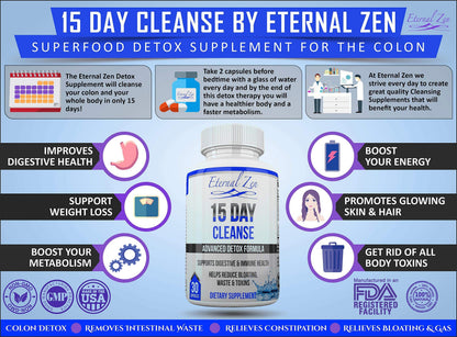 Eternal Zen 15 Day Colon Cleanser Detox with Extra Strength Herbs, Senna is a Fast Acting Eternal ZenBuy Supplements Australia