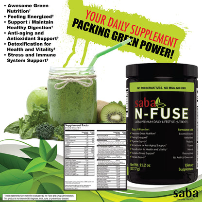 Saba N-Fuse-Whole Food Daily Nutrition,-Phytonutrients, Pre and Probiotics, Enzymes SabaBuy Supplements Australia
