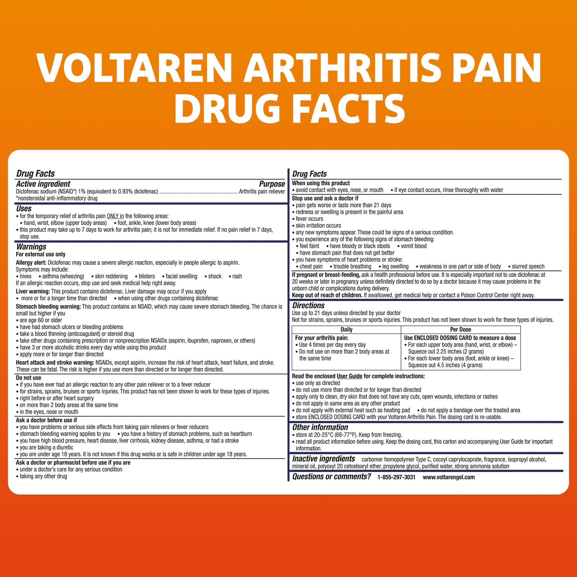 Voltaren Arthritis Pain Gel for Powerful Topical Arthritis Pain Relief with Diclofenac - NEW Easy Open Cap - 100 g Tube And 20 g Travel Size Tube VoltarenBuy Supplements Australia