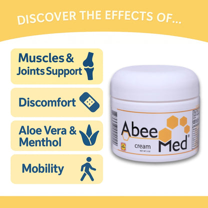 ABEE MED Extra Strength Joint & Muscle Relief Cream – Menthol Cooling & Warming Formula with Bee Pollen, Aloe & Chamomile – Fast-Absorbing Comfort Cream for Back, Knees & Muscles – 2 oz - Maple Wellness Supplements